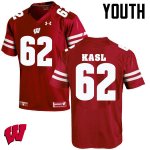 Youth Wisconsin Badgers NCAA #62 Patrick Kasl Red Authentic Under Armour Stitched College Football Jersey GO31I87DA